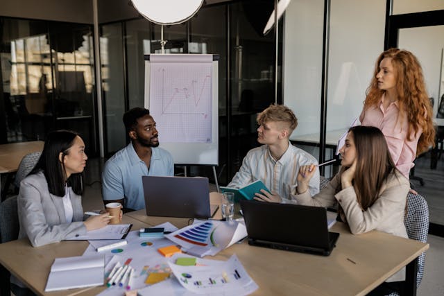 group of people in a brainstorming session