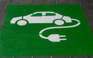 electric car charging green sign