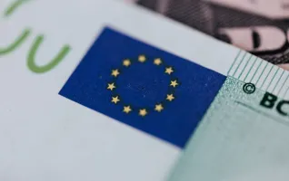 European Union symbol on a euro banknote