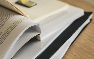 close-up of study books