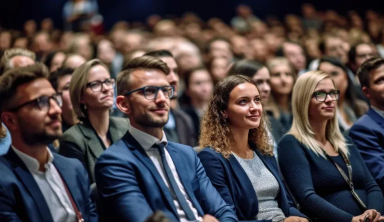 Studentin besucht Vortrag über den Schwerpunkt International Management im BWL Fernstudium