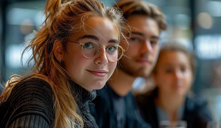 Praktikanten sitzen am Tisch im BWL-Praktikum