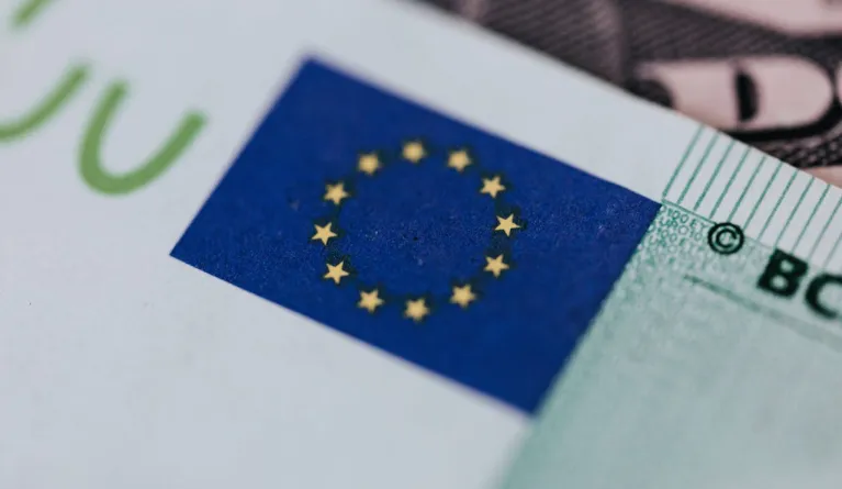 European Union symbol on a euro banknote