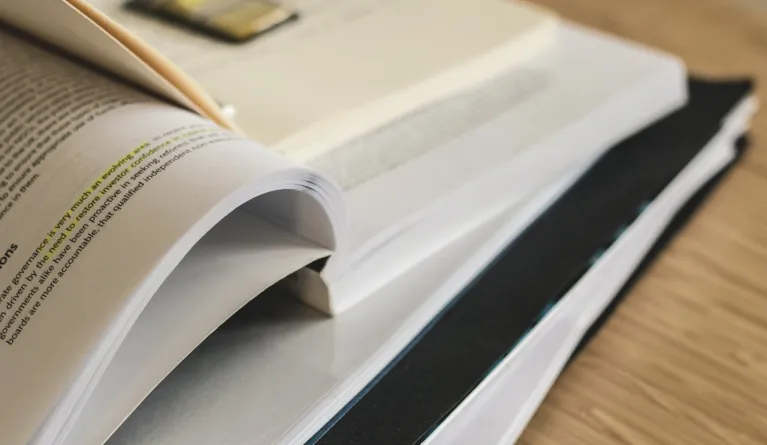 close-up of study books